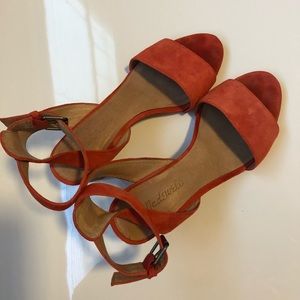 Madewell Orange summer ankle strap heel sandals